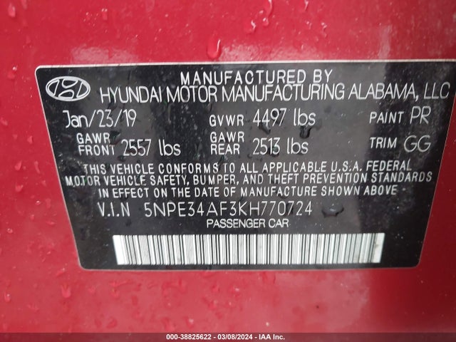 Hyundai SONATA SEL 2019 5NPE34AF3KH770724 Image 9