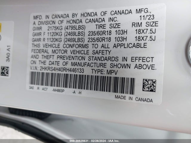 Honda Cr-v Ex Awd 2024 2HKRS4H40RH446133 Image 9