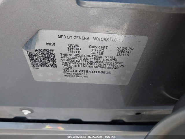 Chevrolet Impala Premier 2019 1G1105S38KU108816 Image 9