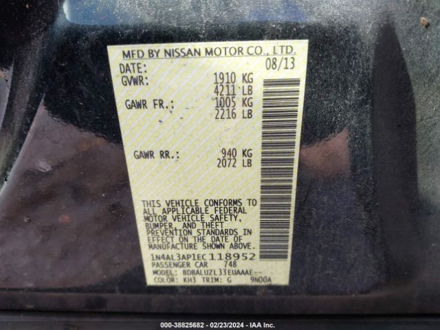 1N4AL3AP1EC118952 Nissan Altima 2.5 Sv
