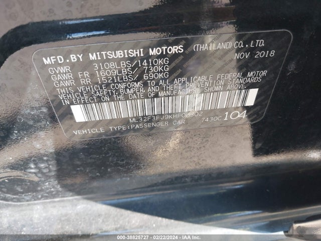 Mitsubishi Mirage G4 Es 2019 ML32F3FJ9KHF06302 Image 9
