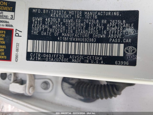 Toyota CAMRY SE 2017 4T1BF1FK8HU692983 Image 9