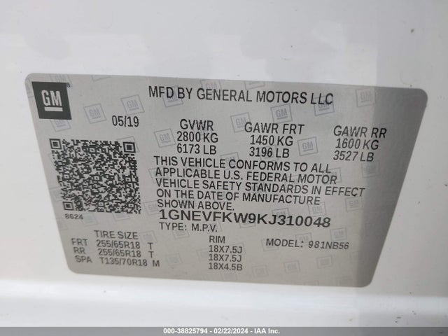 Chevrolet Traverse Ls 2019 1GNEVFKW9KJ310048 Image 9