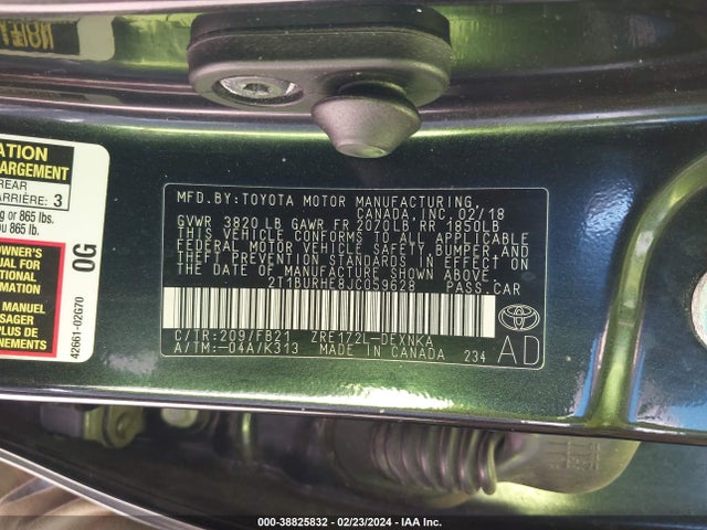 Toyota COROLLA LE 2018 2T1BURHE8JC059628 Image 9