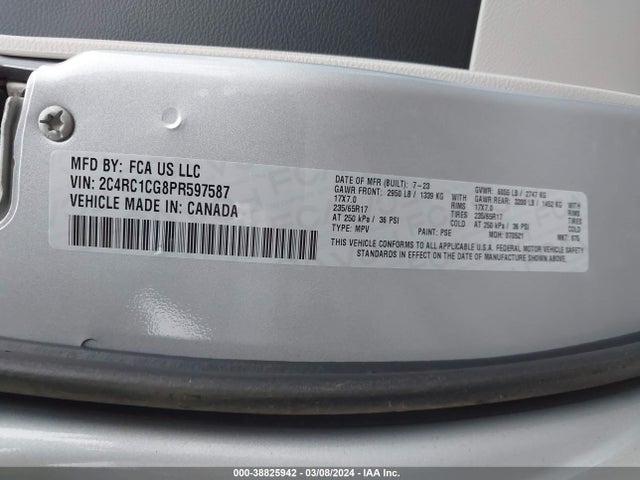 2C4RC1CG8PR597587 Chrysler Voyager Lx