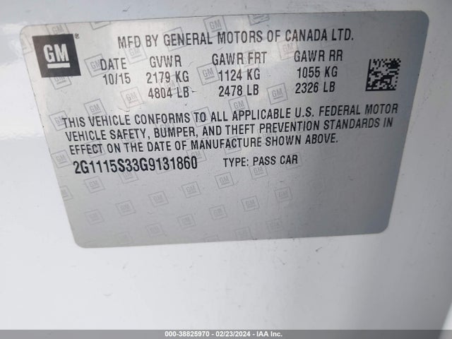 Chevrolet Impala 2lt 2016 2G1115S33G9131860 Image 9