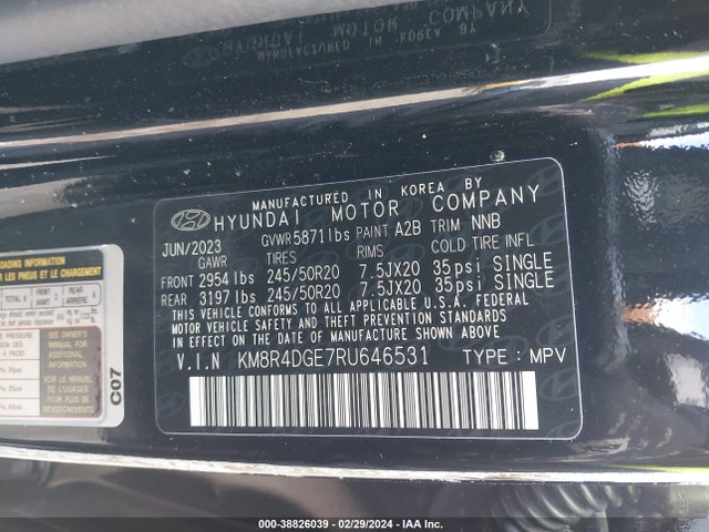 Hyundai Palisade Sel 2024 KM8R4DGE7RU646531 Image 9