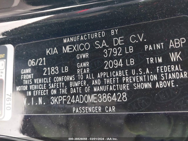 KIA Forte Lxs 2021 3KPF24AD0ME386428 Image 9