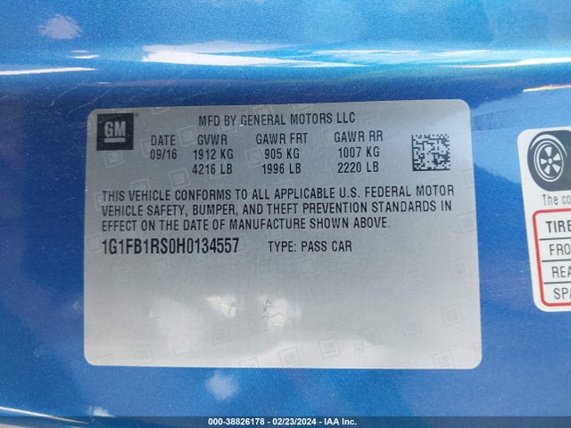 Chevrolet Camaro 1lt 2017 1G1FB1RS0H0134557 Image 9