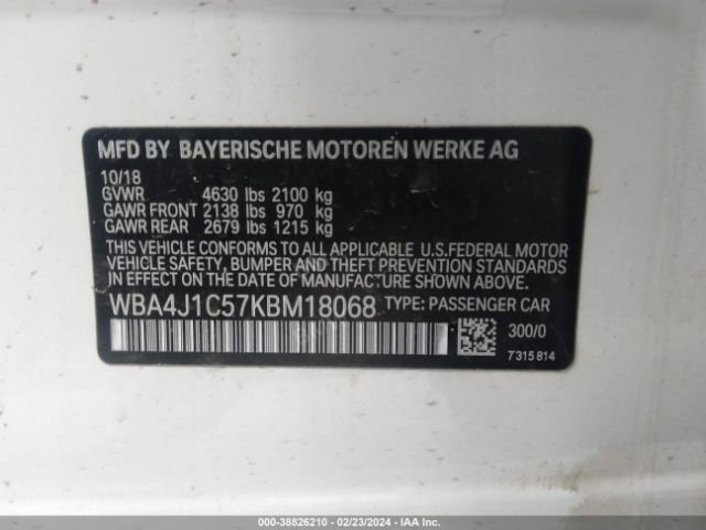WBA4J1C57KBM18068 BMW 430i Gran Coupe