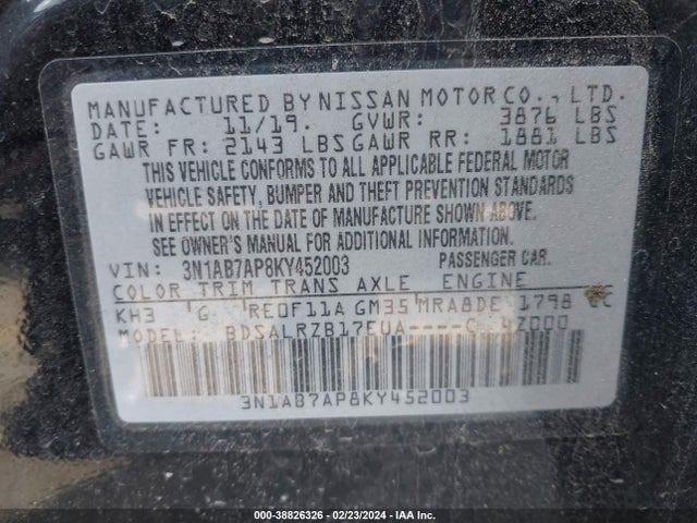 Nissan SENTRA SR 2019 3N1AB7AP8KY452003 Image 9
