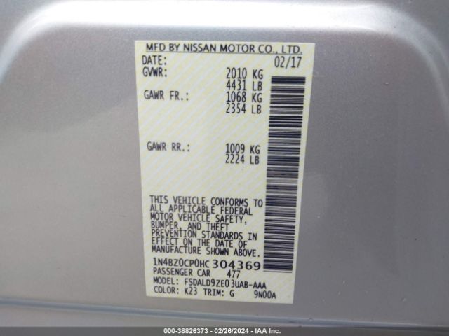 1N4BZ0CP0HC304369 Nissan LEAF SV