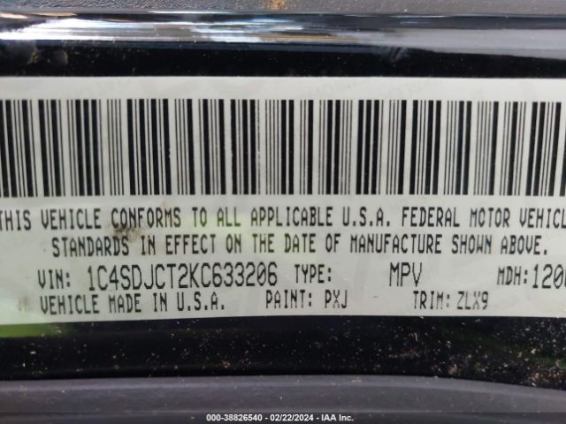 1C4SDJCT2KC633206 Dodge Durango R/t Awd
