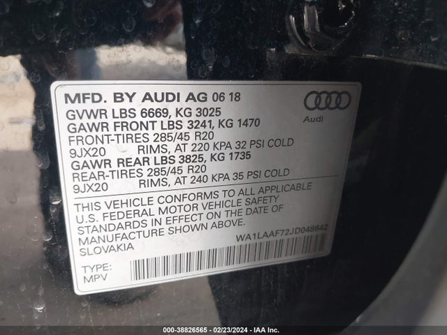WA1LAAF72JD048642 Audi Q7 3.0t Premium