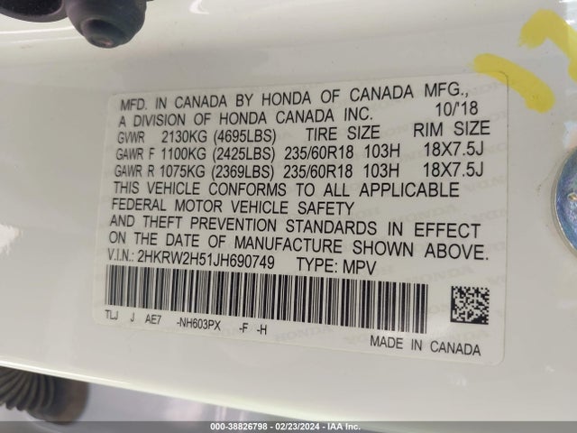 Honda CR-V EX 2018 2HKRW2H51JH690749 Image 9