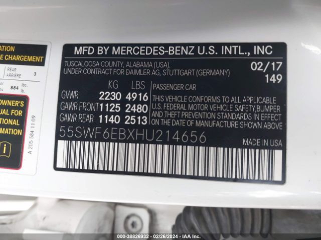 55SWF6EBXHU214656 Mercedes-Benz Amg C 43 4matic