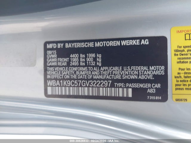 WBA1K9C57GV322297 BMW 228I