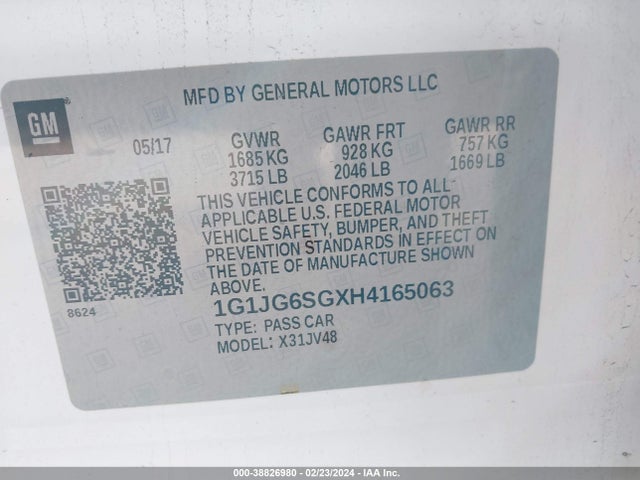 Chevrolet Sonic Lt Auto 2017 1G1JG6SGXH4165063 Image 9