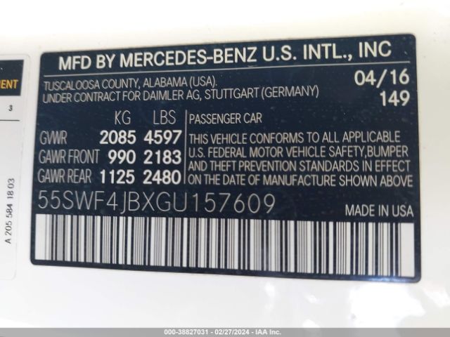 55SWF4JBXGU157609 Mercedes-Benz C 300 Luxury/sport