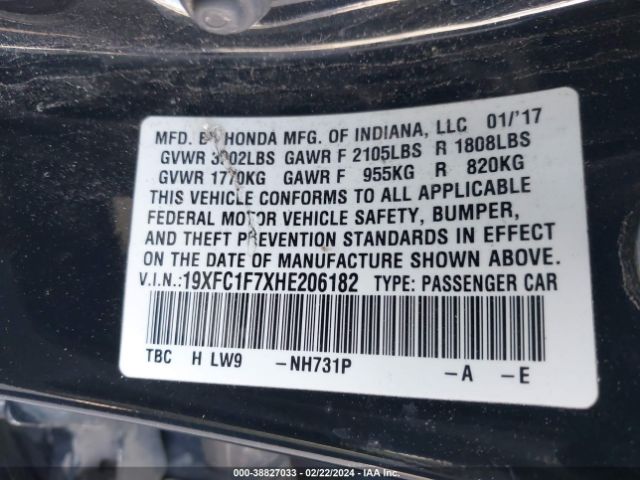 19XFC1F7XHE206182 Honda Civic Ex-l