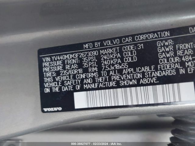 YV440MDM3F2673090 Volvo Xc60 T5 Platinum