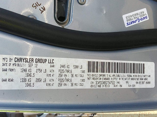 2013 DODGE JOURNEY SE VIN: 3C4PDCAB5DT547522
