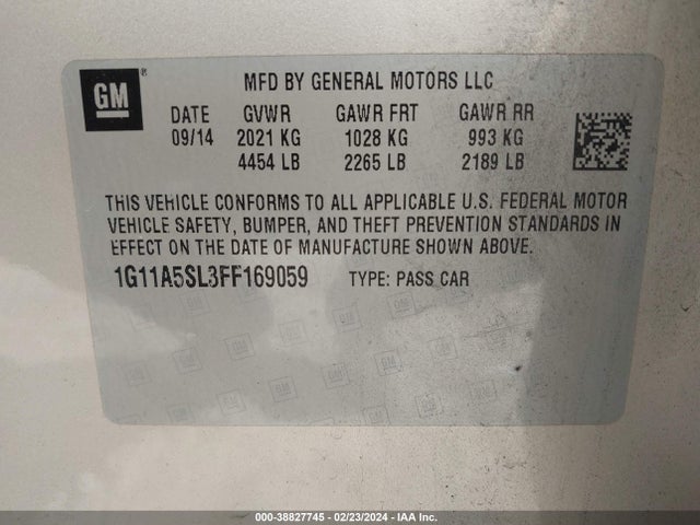 Chevrolet Malibu 1fl 2015 1G11A5SL3FF169059 Image 9
