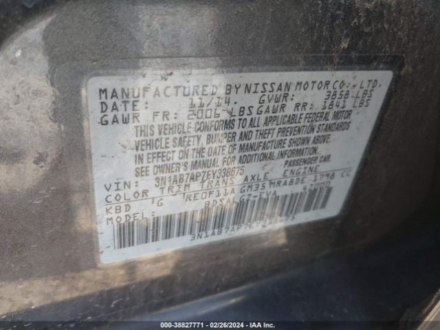 3N1AB7AP7EY338675 Nissan SENTRA SL