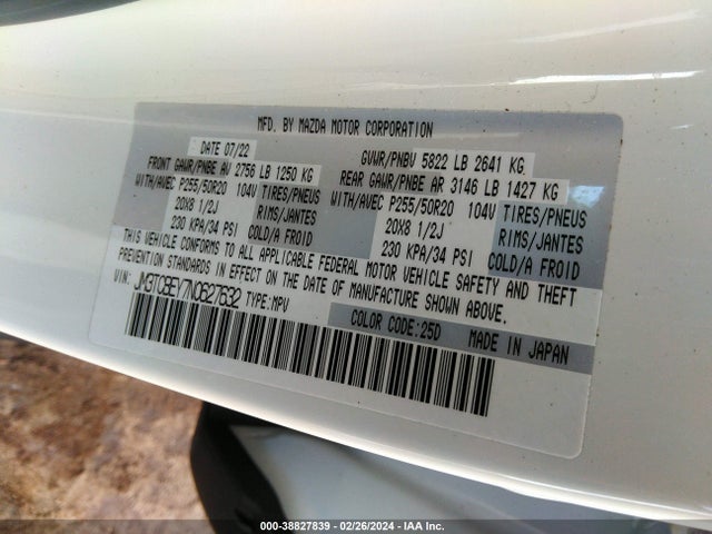 JM3TCBEY7N0627632 Mazda Cx-9 Signature