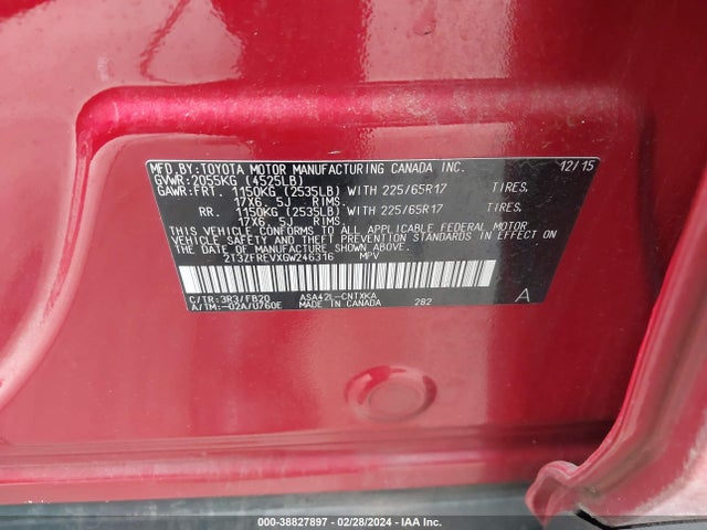 Toyota RAV4 LE 2016 2T3ZFREVXGW246316 Image 9