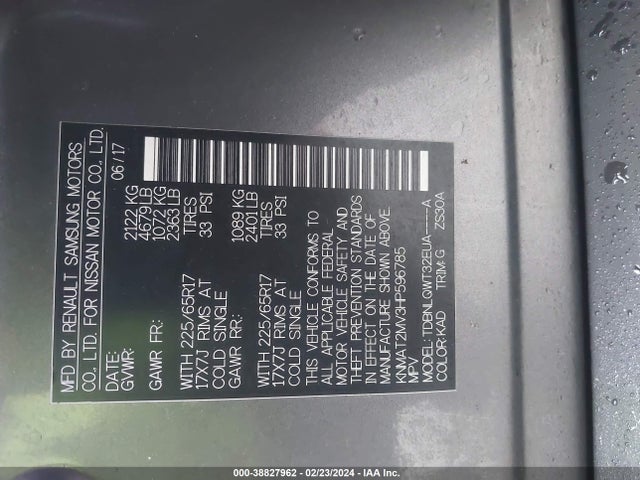 Nissan ROGUE SV 2017 KNMAT2MV3HP596785 Image 9
