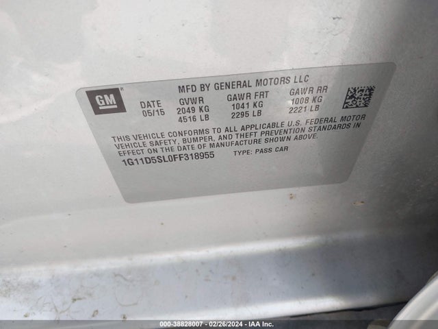 Chevrolet MALIBU 2LT 2015 1G11D5SL0FF318955 Image 9