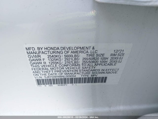 Acura Mdx Technology Package 2022 5J8YD9H48NL009054 Image 9