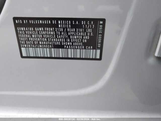 3VW2B7AJ1JM260261 Volkswagen Jetta 1.4t S