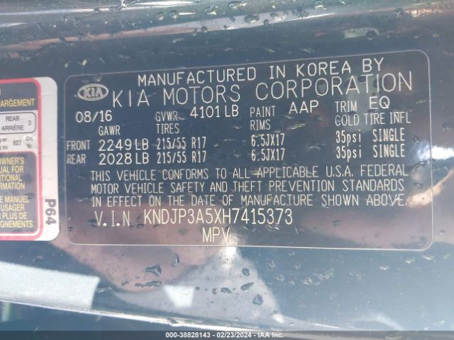 KNDJP3A5XH7415373 KIA SOUL +