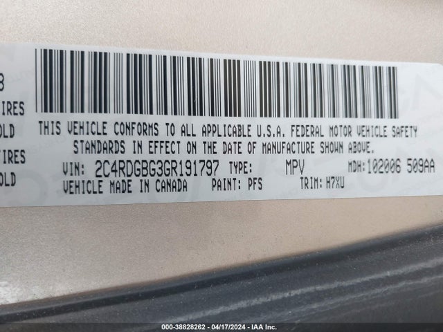 Dodge Grand Caravan Se 2016 2C4RDGBG3GR191797 Image 9
