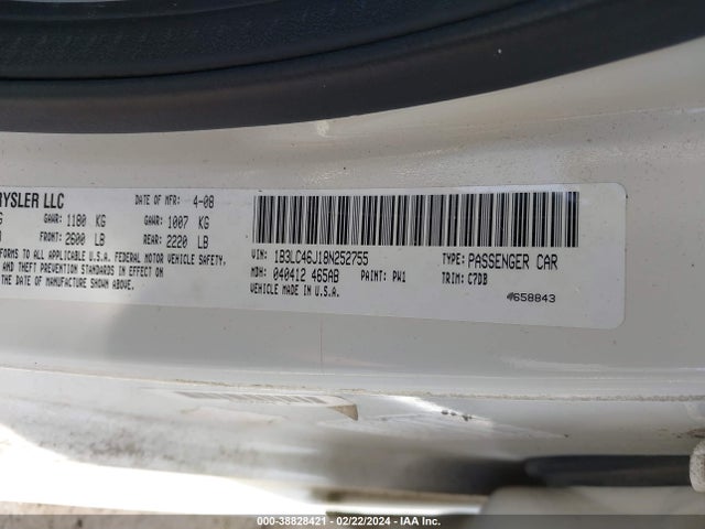 2008 DODGE AVENGER SE VIN: 1B3LC46J18N252755