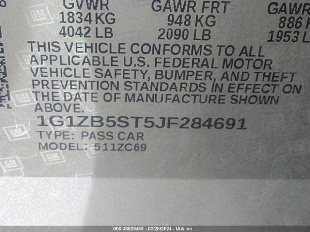 1G1ZB5ST5JF284691 Chevrolet Malibu 1ls
