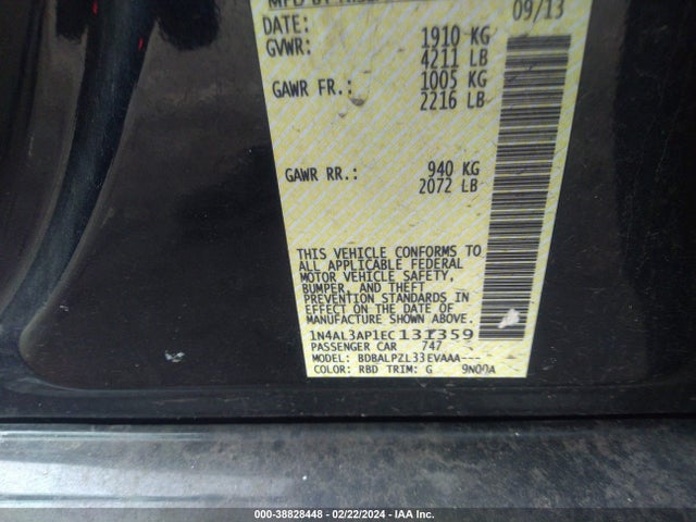 Nissan ALTIMA 2.5 2014 1N4AL3AP1EC131359 Image 9