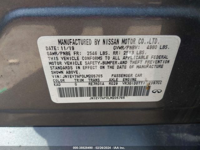 JN1EV7AP0LM205765 Infiniti Q50 LUXE