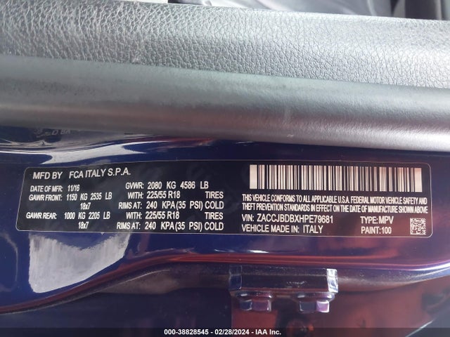 Jeep Renegade Limited 4x4 2017 ZACCJBDBXHPE79681 Image 9