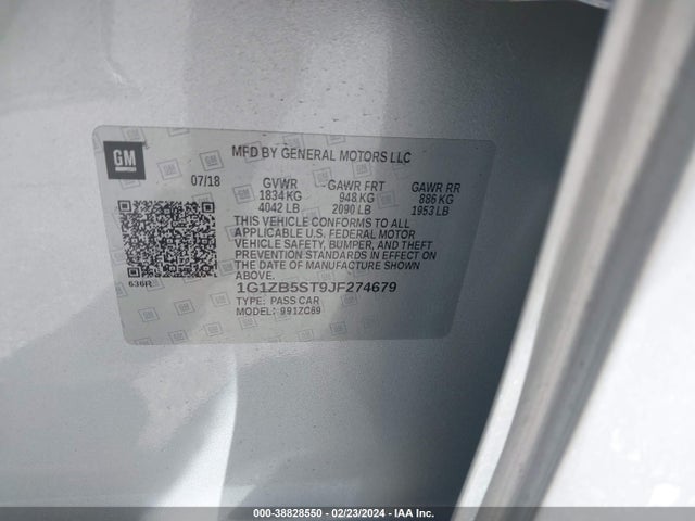 Chevrolet Malibu 1ls 2018 1G1ZB5ST9JF274679 Image 9