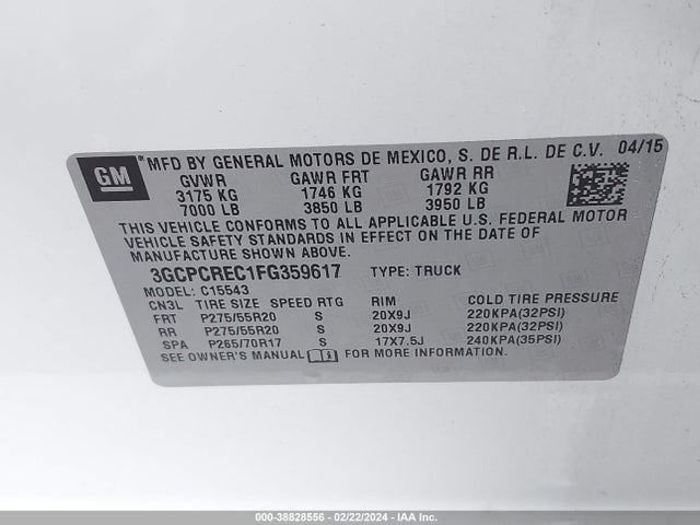 Chevrolet Silverado 1500 1lt 2015 3GCPCREC1FG359617 Image 9