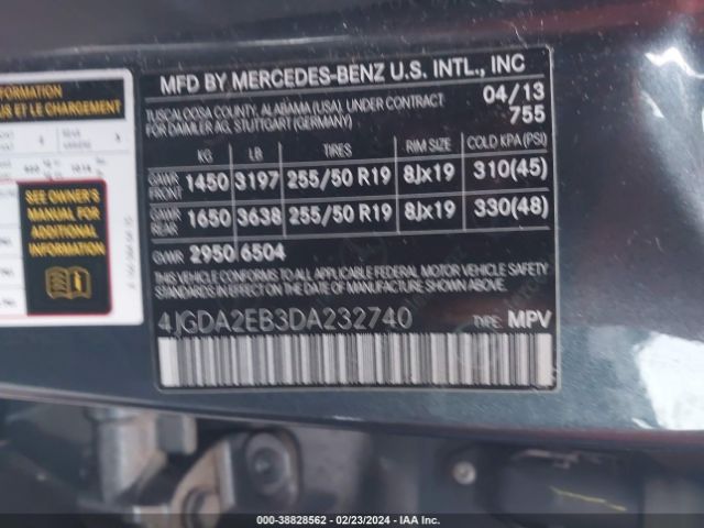 2013 MERCEDES-BENZ ML 350 BLUETEC 4JGDA2EB3DA232740 Photo 8