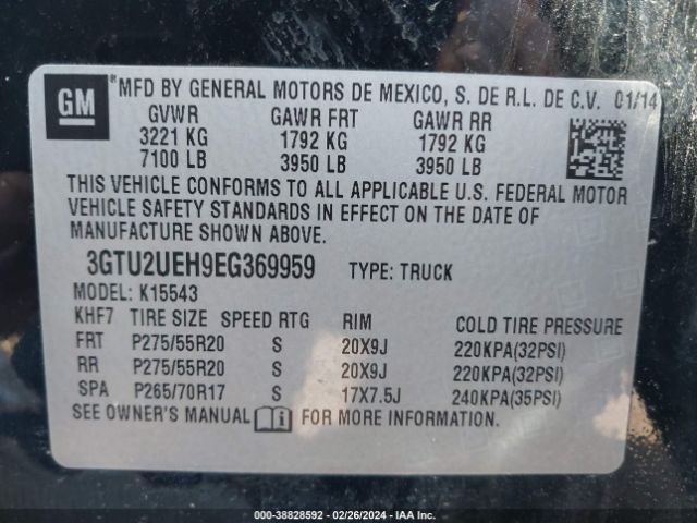 3GTU2UEH9EG369959 GMC Sierra 1500 Sle