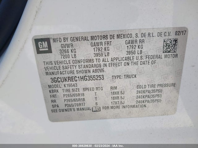 Chevrolet Silverado 1500 2lt 2017 3GCUKREC1HG355253 Image 9