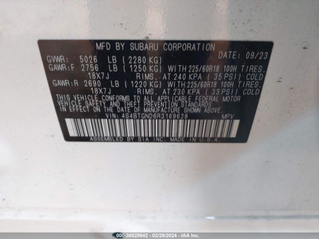 4S4BTGND6R3169628 Subaru Outback Limited Xt