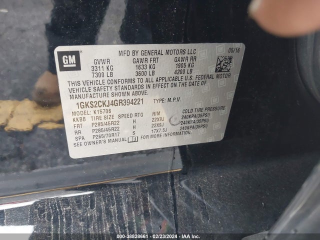 GMC YUKON DENALI 2016 1GKS2CKJ4GR394221 Image 9