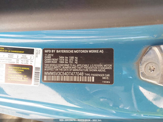 2013 MINI HARDTOP WMWSV3C54DT477048 Photo 8