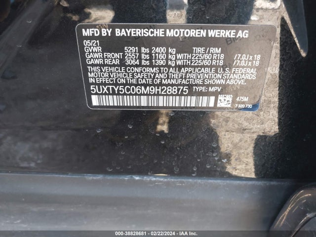 5UXTY5C06M9H28875 BMW X3 Xdrive30i